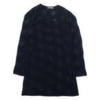 issey miyake 70's knit dress M black all over pattern acrylic asymmetric design deformation initial tag made in Japan