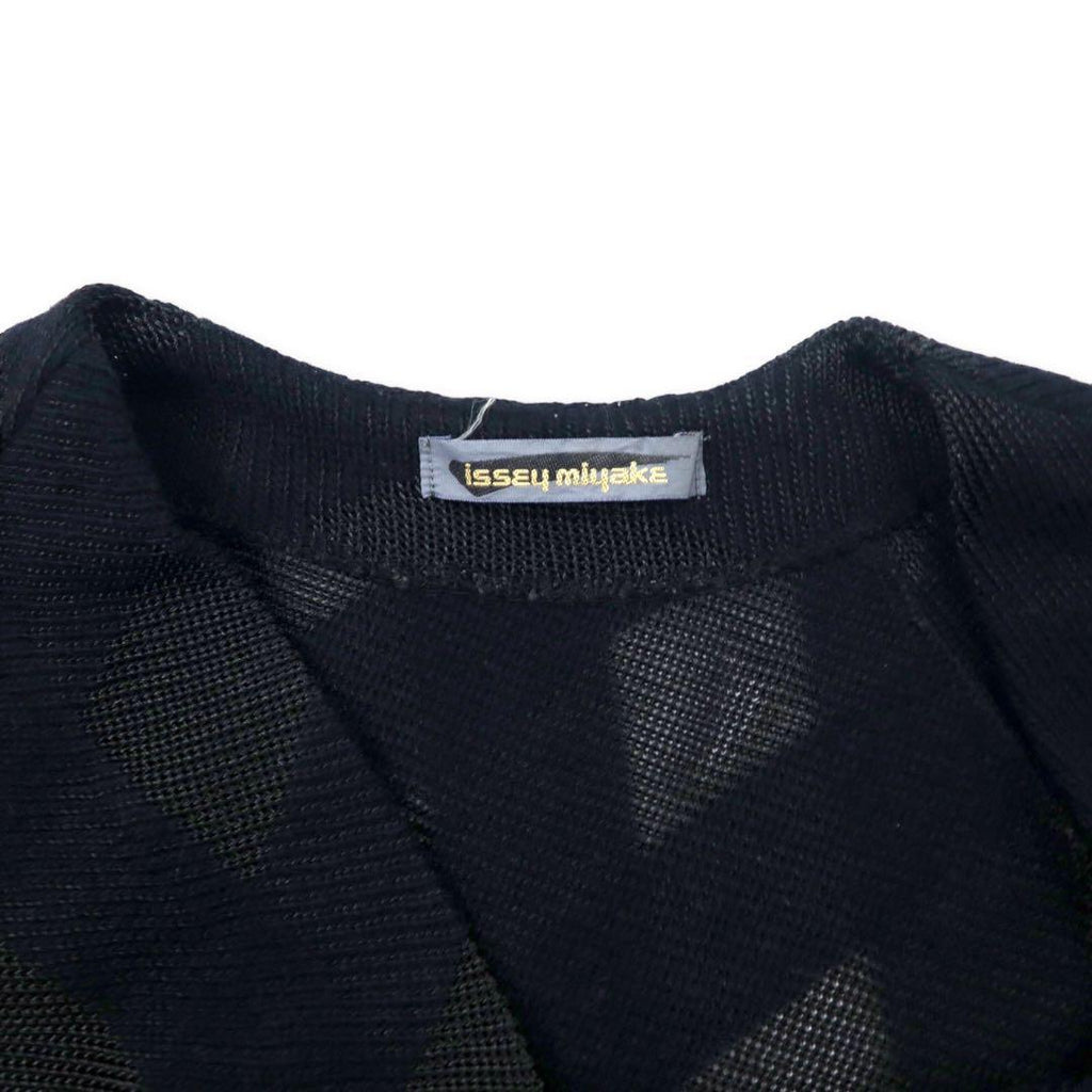 issey miyake 70's knit dress M black all over pattern acrylic asymmetric design deformation initial tag made in Japan