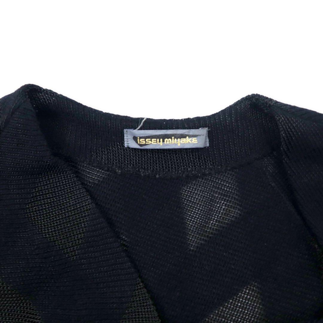 issey miyake 70's knit dress M black all over pattern acrylic asymmetric design deformation initial tag made in Japan