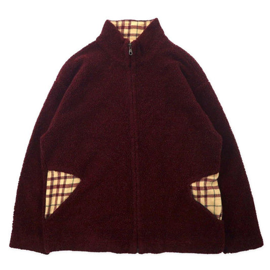 HUNTING WORLD イタリア製 ボアフリースジャケット M ボルドー ポリエステル バックロゴ刺繍