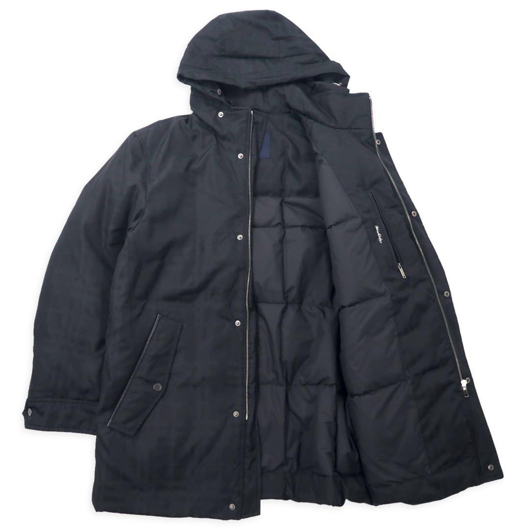 BURBERRY Shadow Check Down Jacket M Black Nova Check Hood Retractable BBN77-723-09