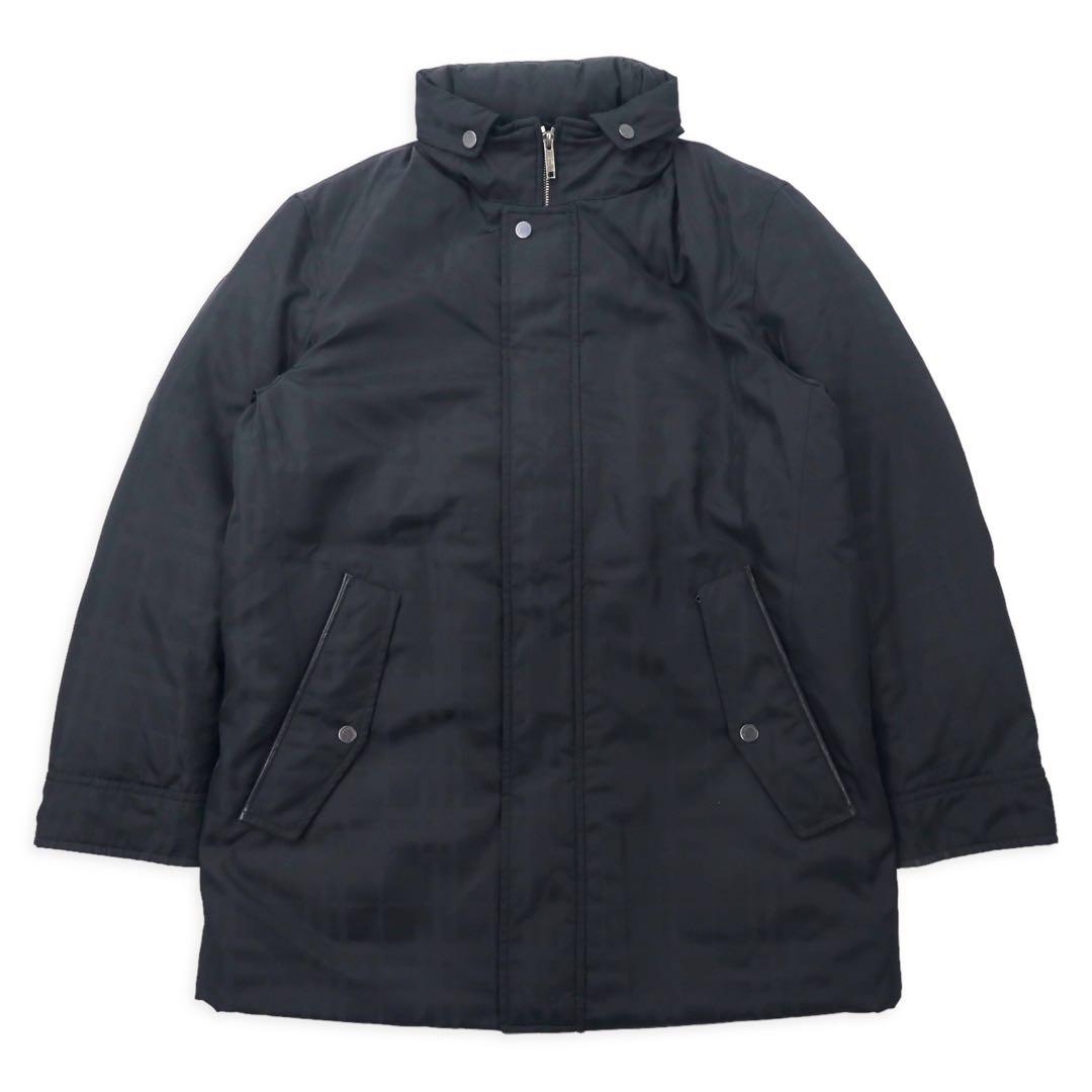 BURBERRY Shadow Check Down Jacket M Black Nova Check Hood Retractable BBN77-723-09