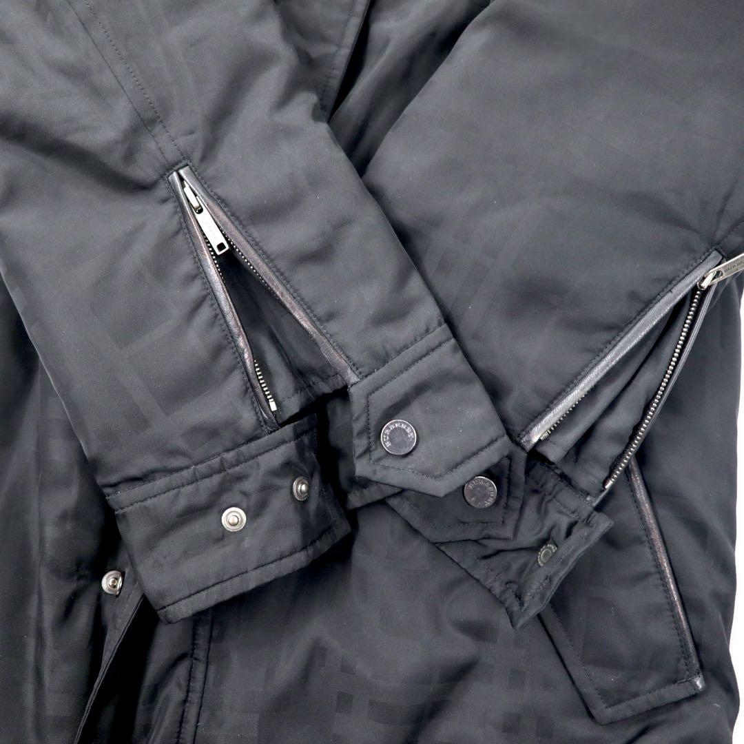 BURBERRY Shadow Check Down Jacket M Black Nova Check Hood Retractable BBN77-723-09