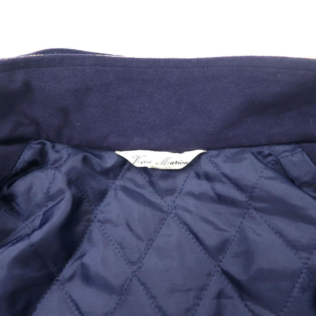 Viva Motion Scarf Print Padded Bomber Jacket 9 Navy All-over Pattern Quilted Lining Made in Japan