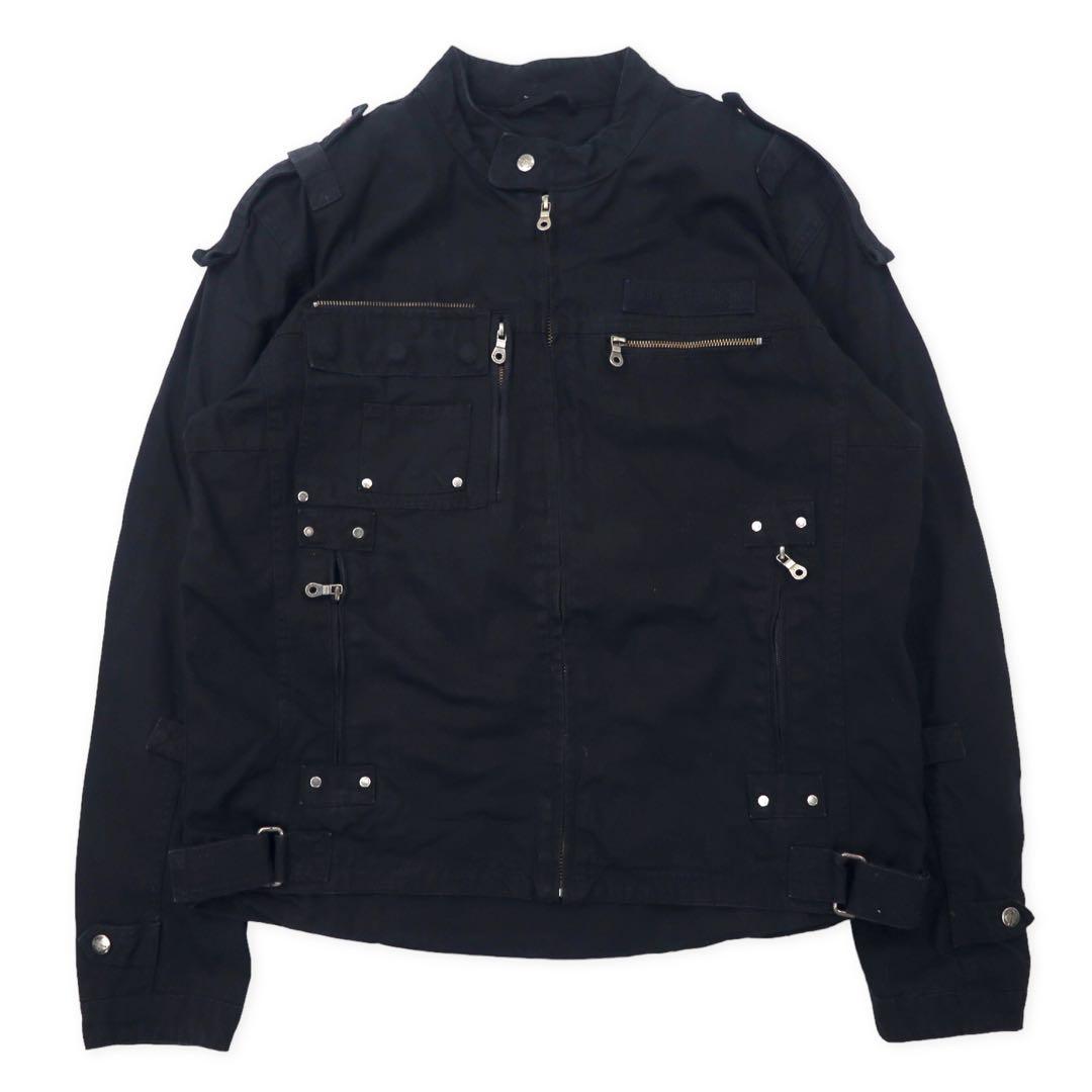 HARLEY DAVIDSON シングル ライダースジャケット M ブラック コットン バックロゴ