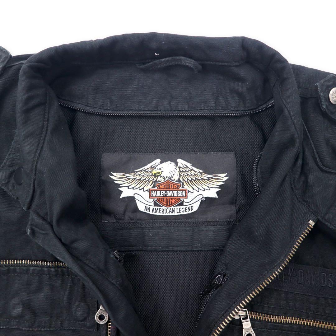 HARLEY DAVIDSON シングル ライダースジャケット M ブラック コットン バックロゴ