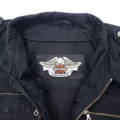 HARLEY DAVIDSON シングル ライダースジャケット M ブラック コットン バックロゴ