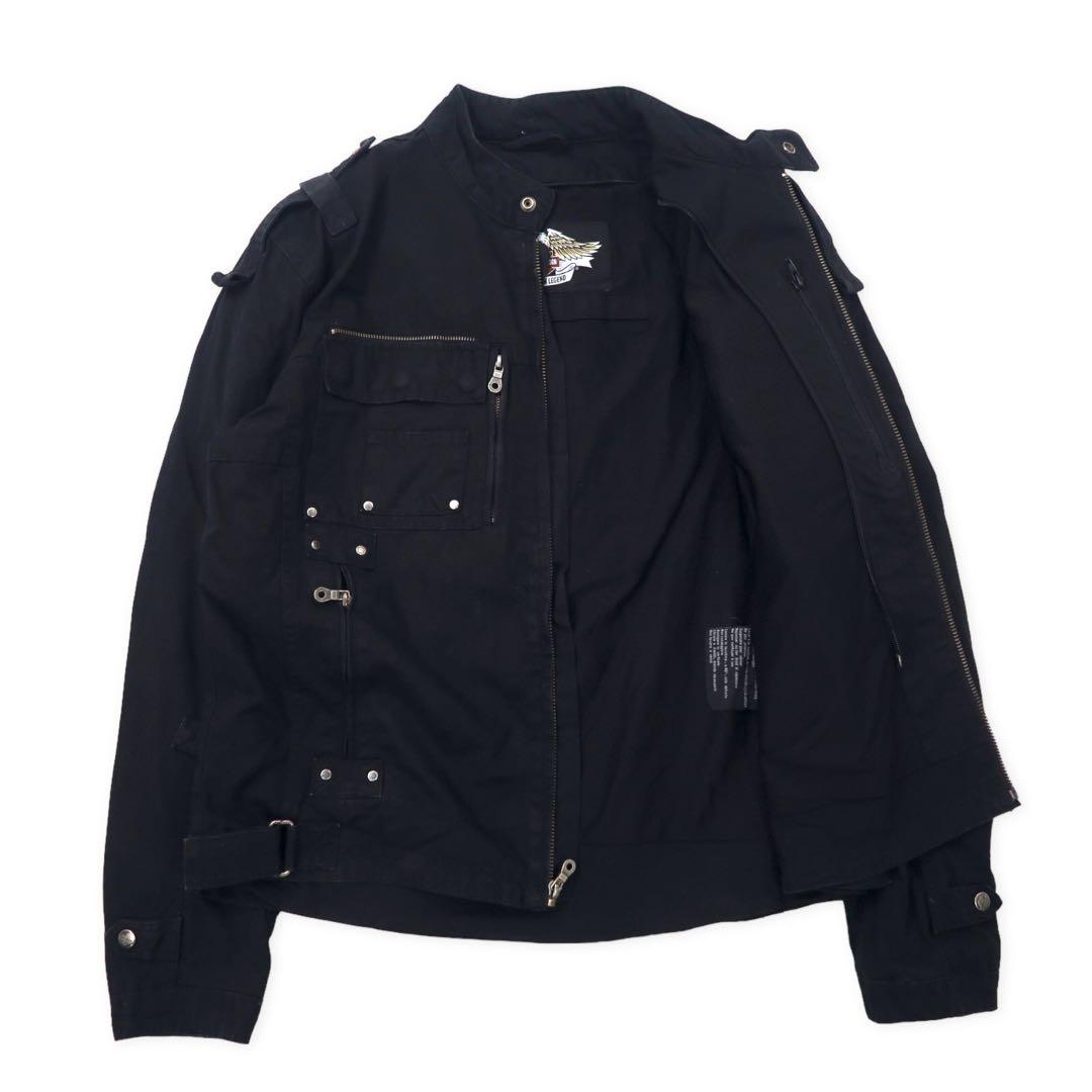 HARLEY DAVIDSON シングル ライダースジャケット M ブラック コットン バックロゴ