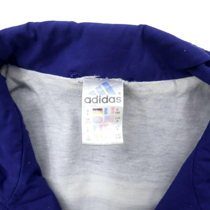 adidas 90年代 トラックジャケット ジャージ 180 ブルー ポリエステル 3ストライプ ワンポイントロゴ刺繍 ビッグサイズ