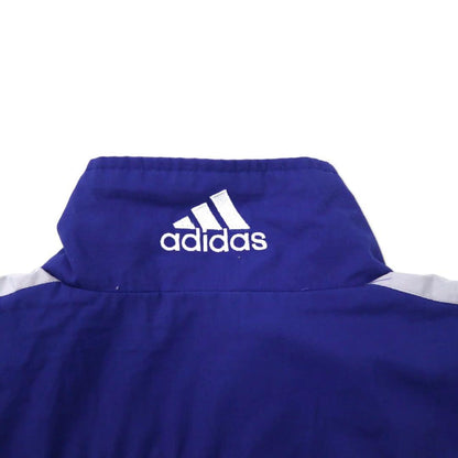 adidas 90年代 トラックジャケット ジャージ 180 ブルー ポリエステル 3ストライプ ワンポイントロゴ刺繍 ビッグサイズ