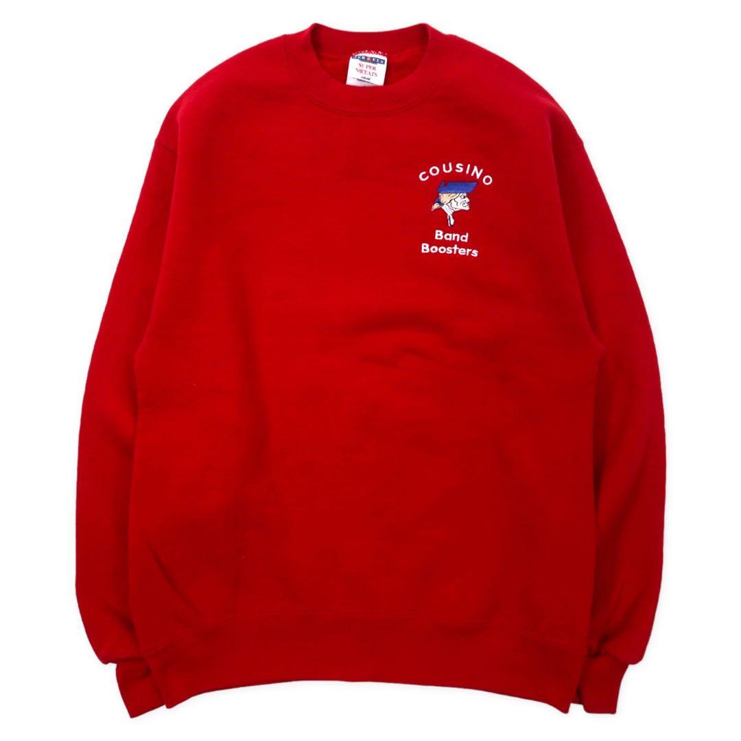 JERZEES Made in USA 90's Crew Neck Sweat M Red Cotton Brushed Back Band Bomsters