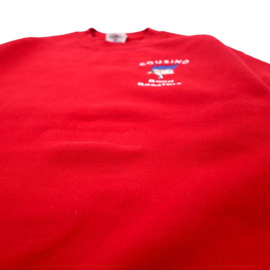 JERZEES Made in USA 90's Crew Neck Sweat M Red Cotton Brushed Back Band Bomsters