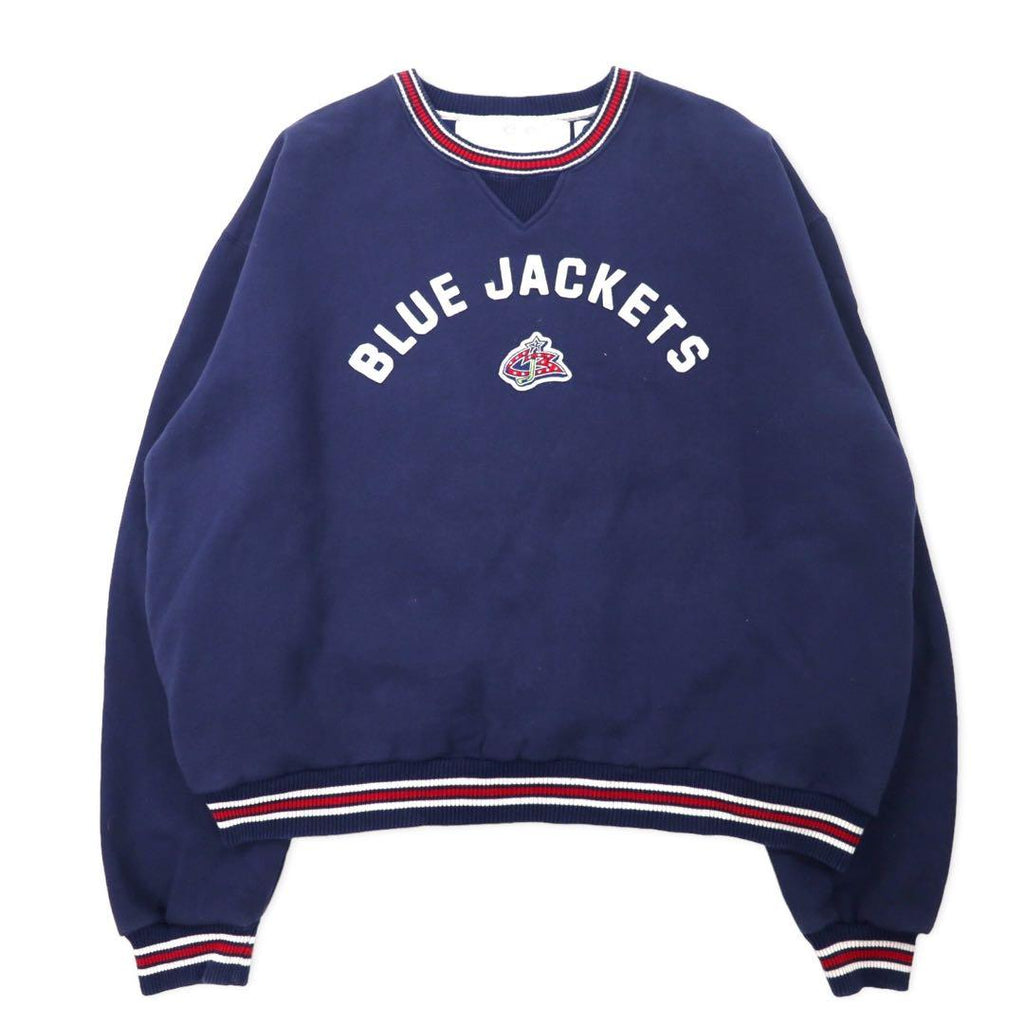 CCM CLASSICS リブライン スウェット XXL ネイビー コットン 裏起毛 NHL BLUE JACKETS ビッグサイズ