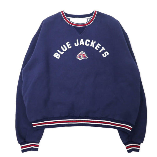 CCM CLASSICS リブライン スウェット XXL ネイビー コットン 裏起毛 NHL BLUE JACKETS ビッグサイズ