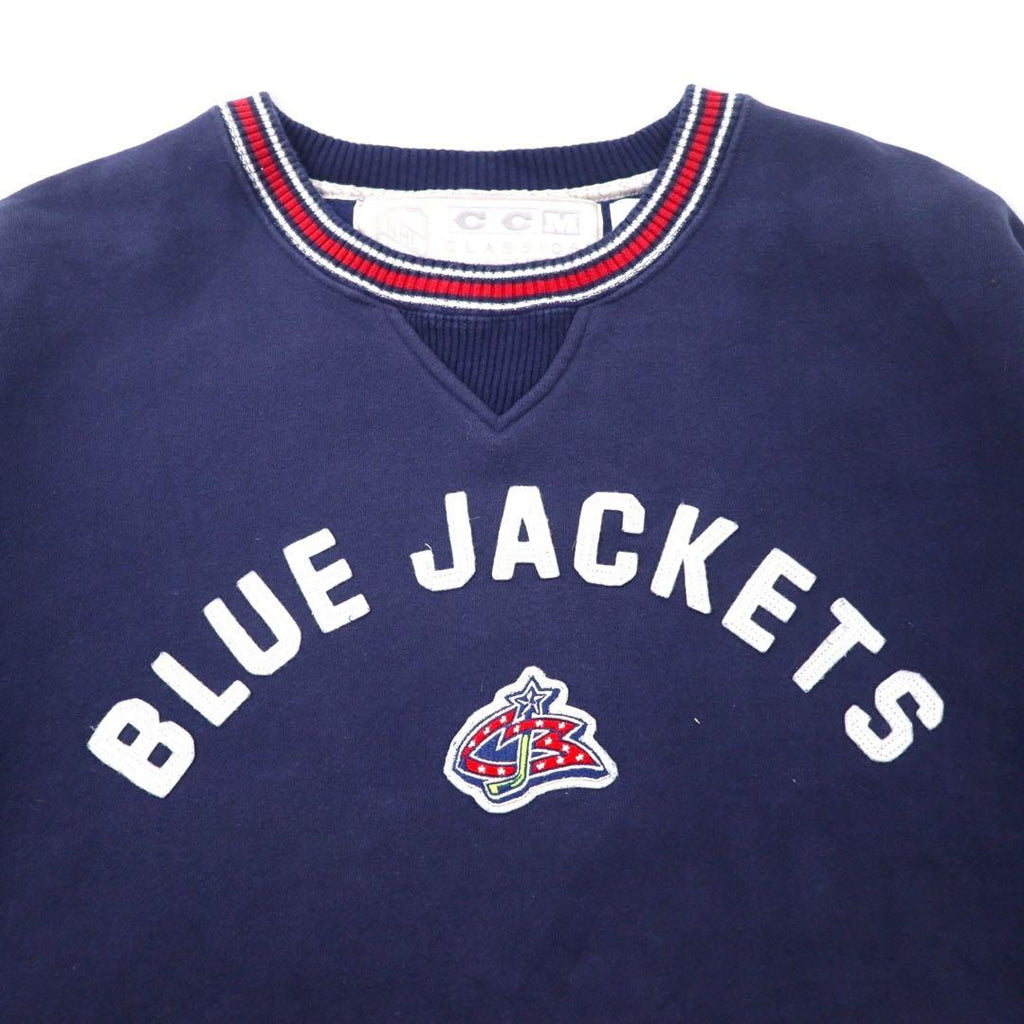 CCM CLASSICS リブライン スウェット XXL ネイビー コットン 裏起毛 NHL BLUE JACKETS ビッグサイズ