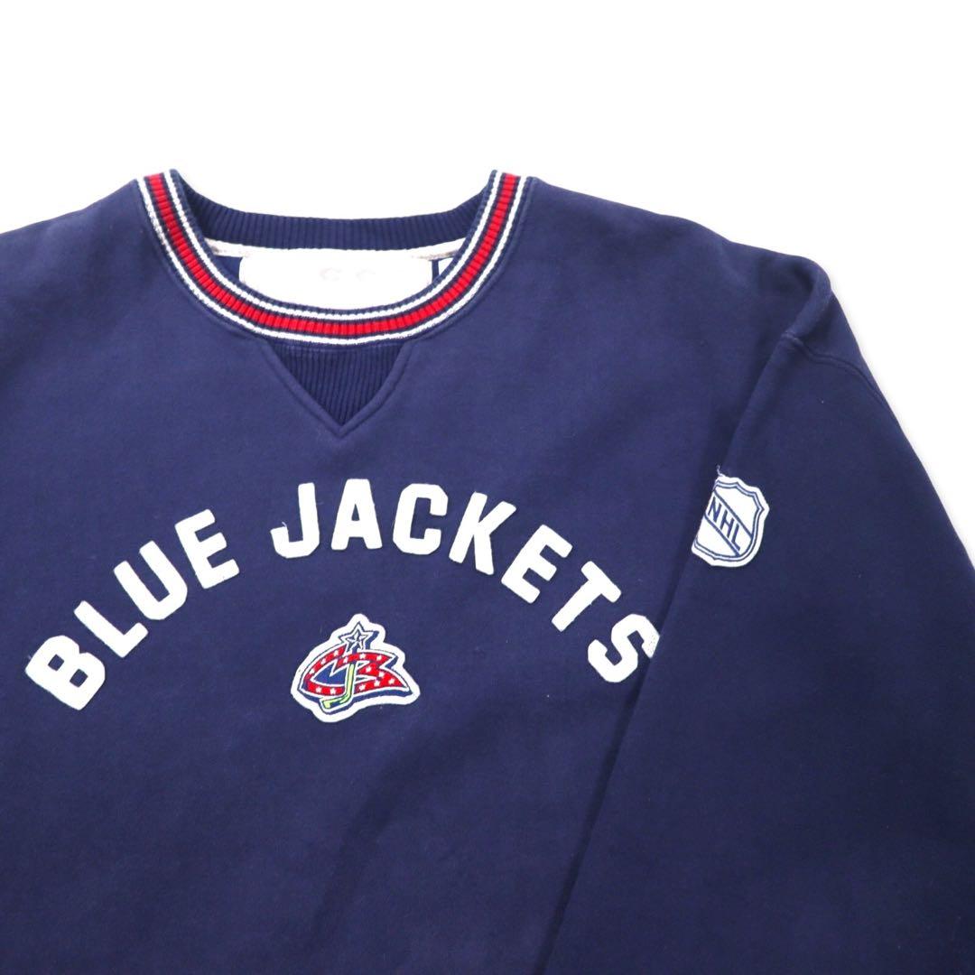 CCM CLASSICS リブライン スウェット XXL ネイビー コットン 裏起毛 NHL BLUE JACKETS ビッグサイズ
