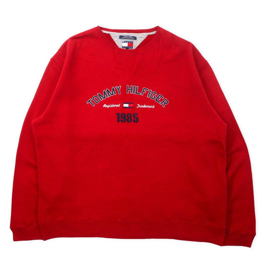 TOMMY HILFIGER logo sweatshirt XXL red cotton brushed lining big size unused item