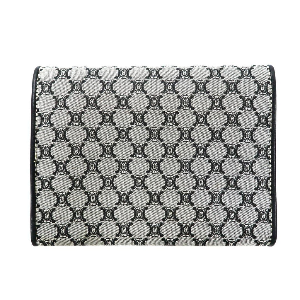 CELINE Trifold Wallet Gray Canvas Leather Macadam Pattern Monogram CE00/34 Made in Italy