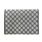 CELINE Trifold Wallet Gray Canvas Leather Macadam Pattern Monogram CE00/34 Made in Italy