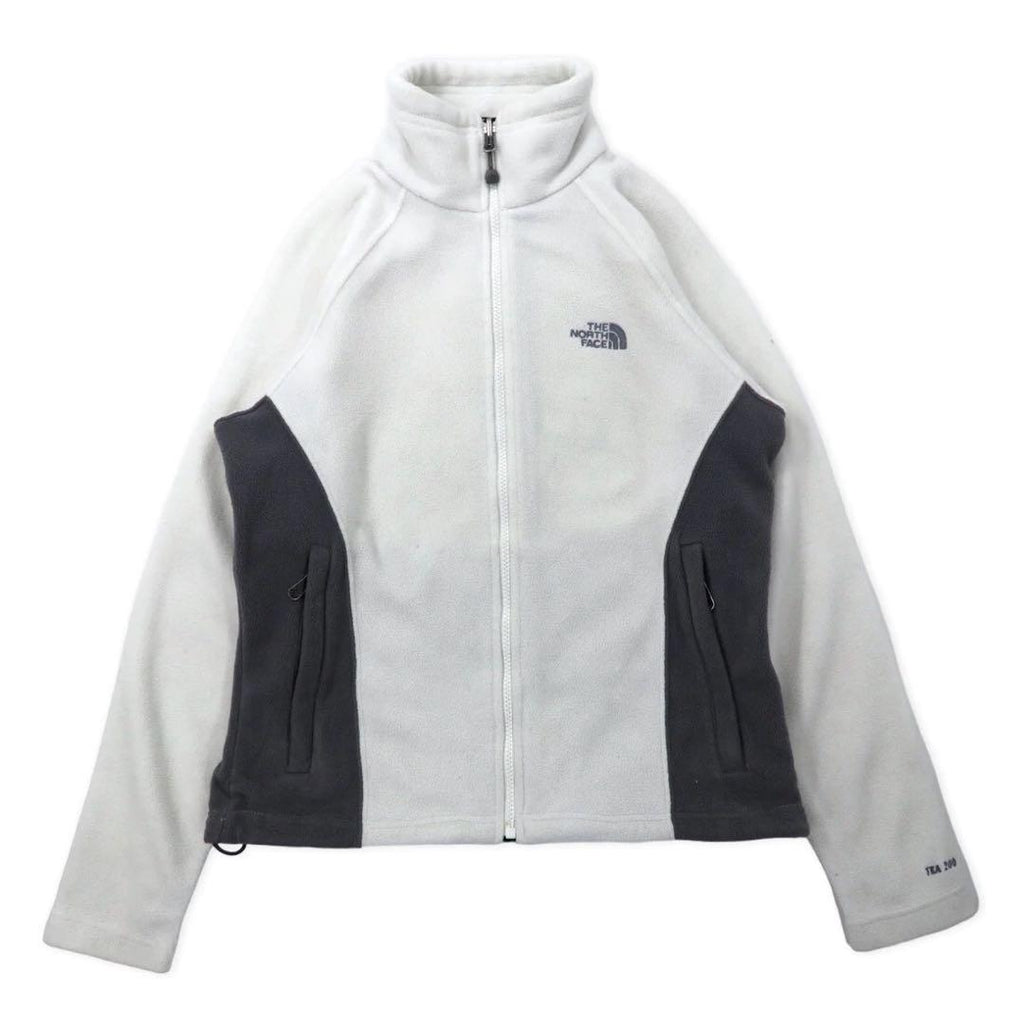 THE NORTH FACE Full Zip Fleece Jacket S White Polyester One Point Logo Embroidery TKA200