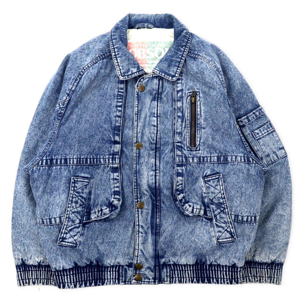 BOBSON 90年代 デニム ボンバージャケット M ブルー ケミカルウォッシュ