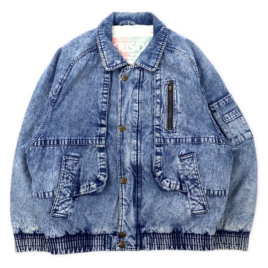 BOBSON 90年代 デニム ボンバージャケット M ブルー ケミカルウォッシュ