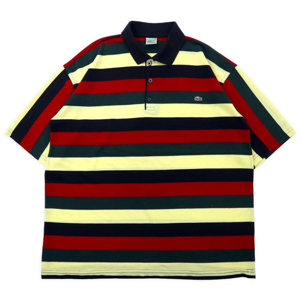 LACOSTE Made in France 80's Border Polo Shirt XXL Multicolor Cotton Big Size