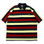 LACOSTE Made in France 80's Border Polo Shirt XXL Multicolor Cotton Big Size