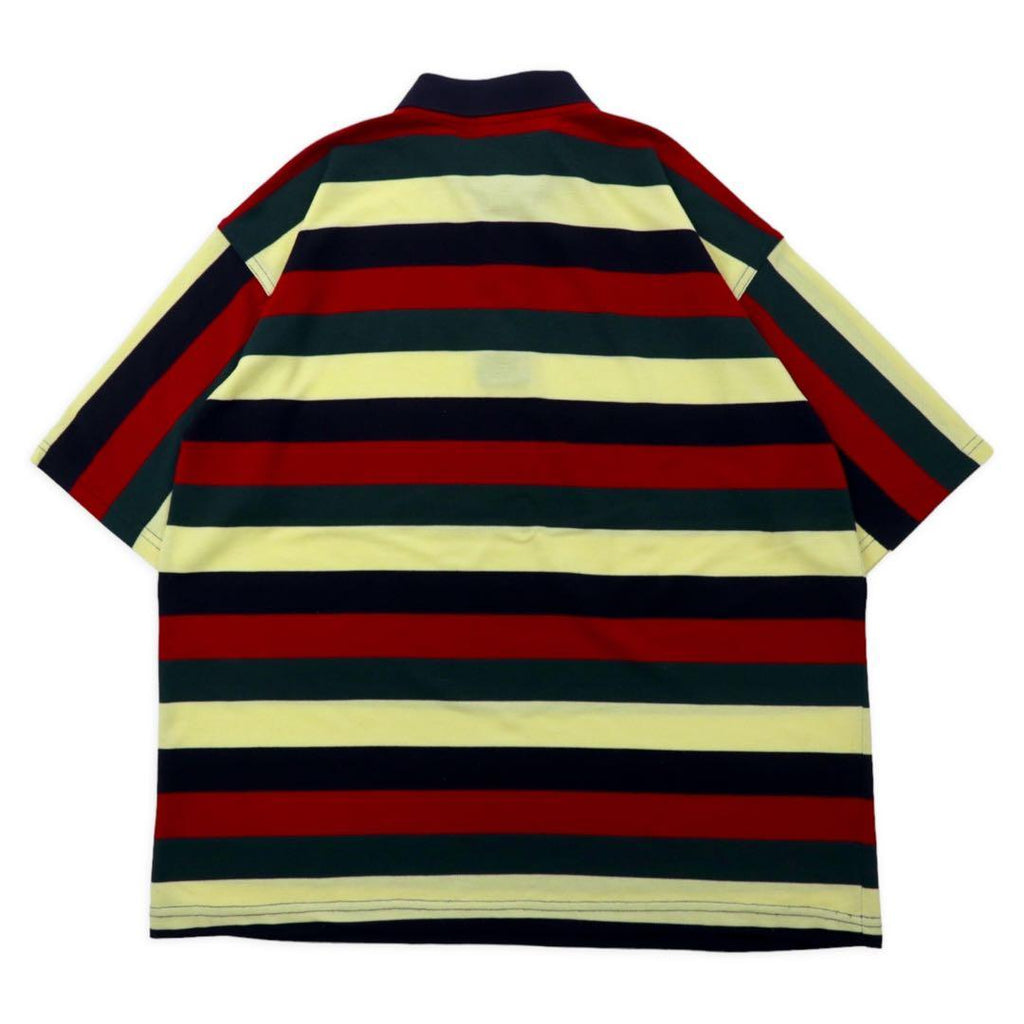 LACOSTE Made in France 80's Border Polo Shirt XXL Multicolor Cotton Big Size