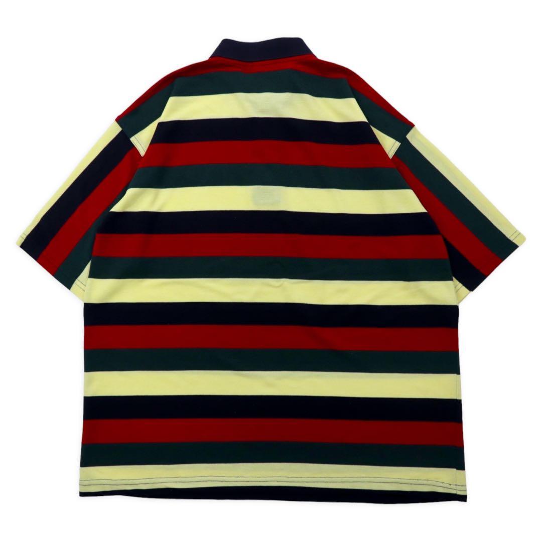 LACOSTE Made in France 80's Border Polo Shirt XXL Multicolor Cotton Big Size