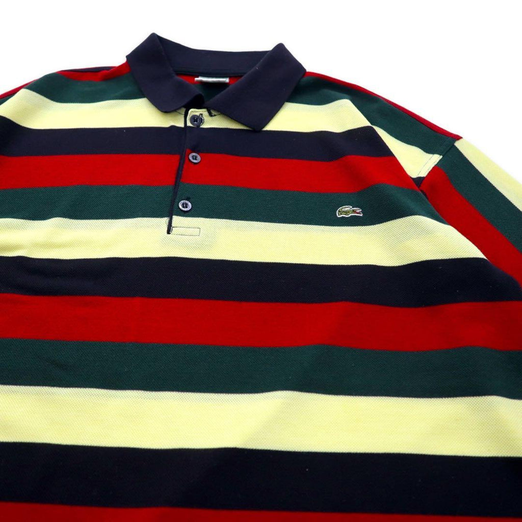 LACOSTE Made in France 80's Border Polo Shirt XXL Multicolor Cotton Big Size