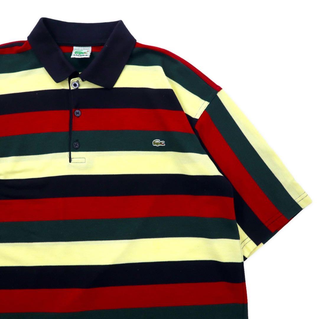 LACOSTE Made in France 80's Border Polo Shirt XXL Multicolor Cotton Big Size