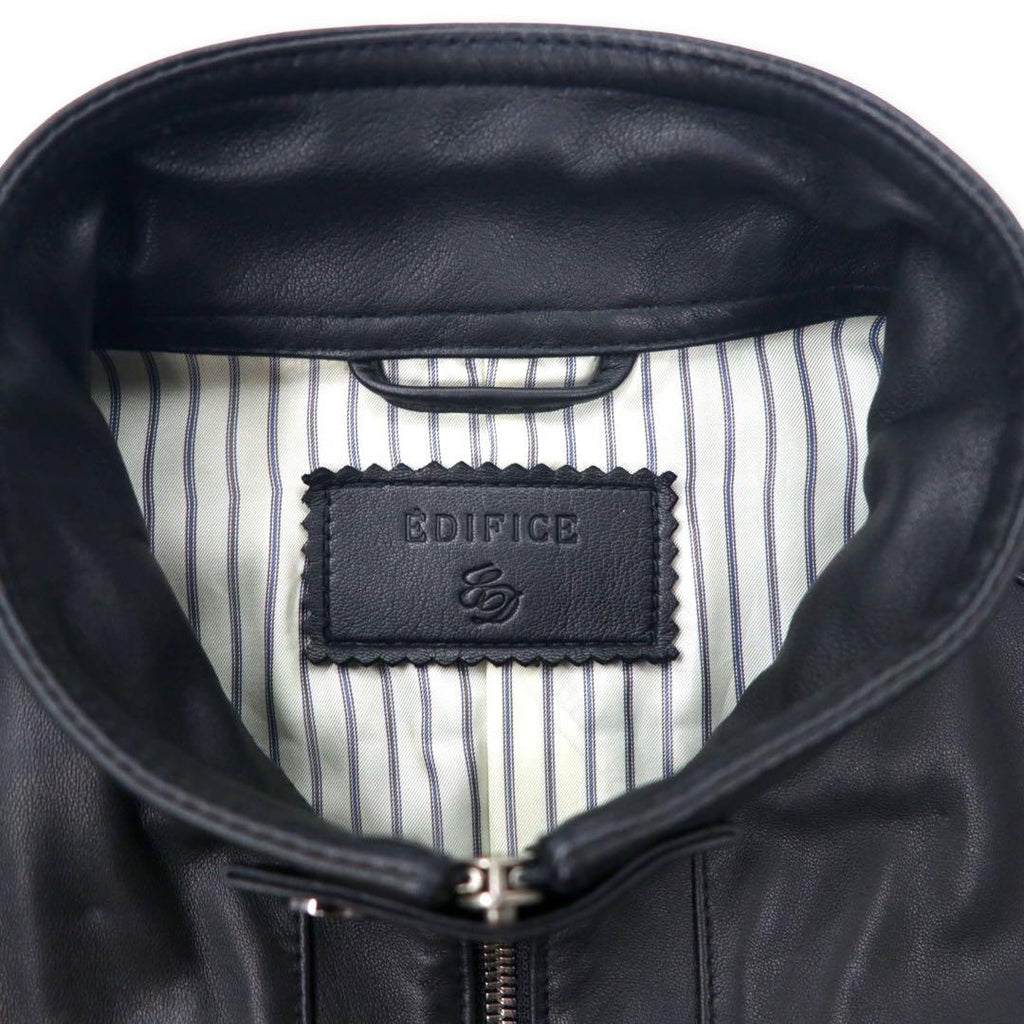 EDIFICE Single Riders Jacket Lamb Leather Jacket 38 Black Sheep Leather Double Zip
