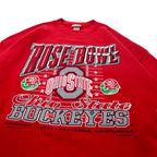 Lee SPORT Made in USA 90's College Print Sweatshirt 2XL Red Cotton Brushed Lining OHIO STATE BUCKEYES