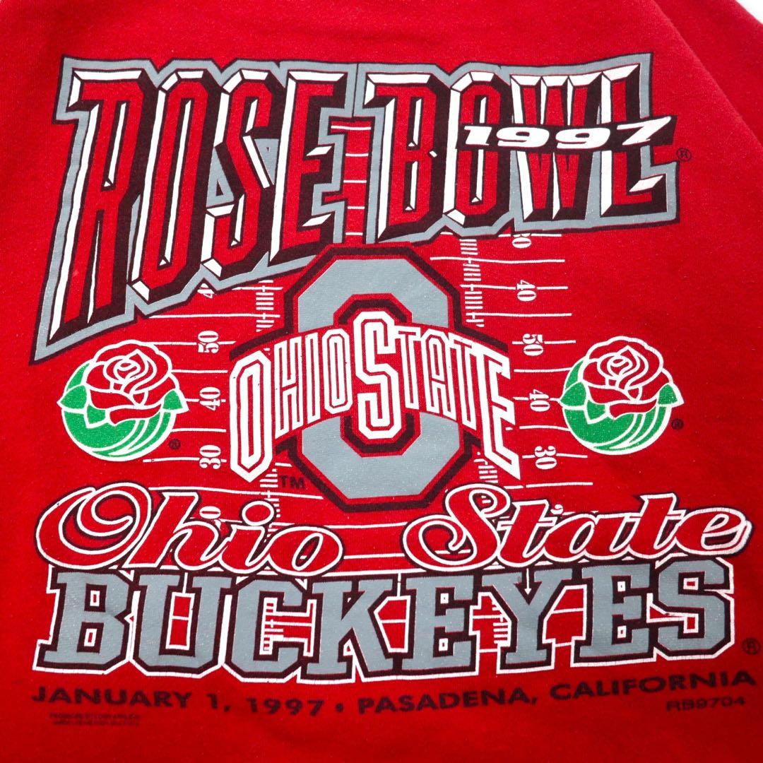 Lee SPORT Made in USA 90's College Print Sweatshirt 2XL Red Cotton Brushed Lining OHIO STATE BUCKEYES