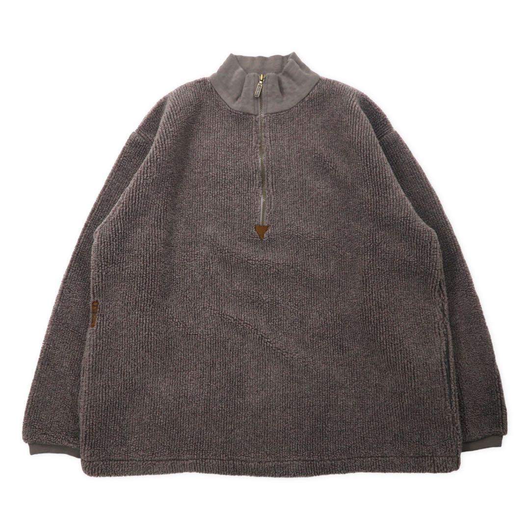 LLBean Made in USA 80's Half Zip Boa Fleece Jacket L Gray Acrylic Triangle Tag X808 Big Size