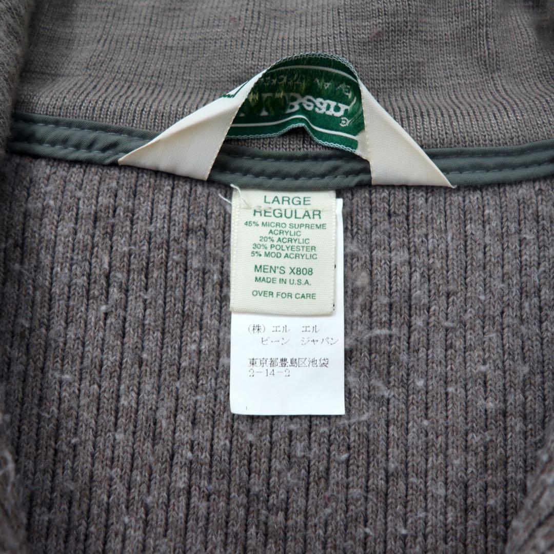 LLBean Made in USA 80's Half Zip Boa Fleece Jacket L Gray Acrylic Triangle Tag X808 Big Size