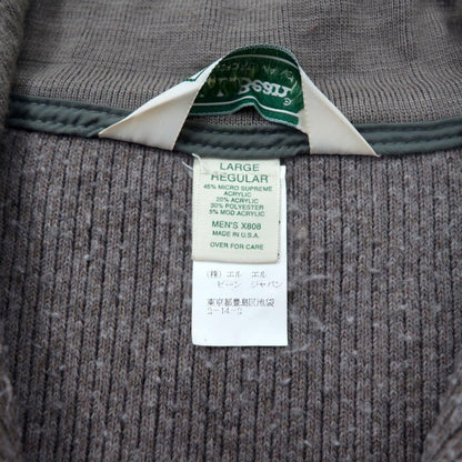 LLBean Made in USA 80's Half Zip Boa Fleece Jacket L Gray Acrylic Triangle Tag X808 Big Size
