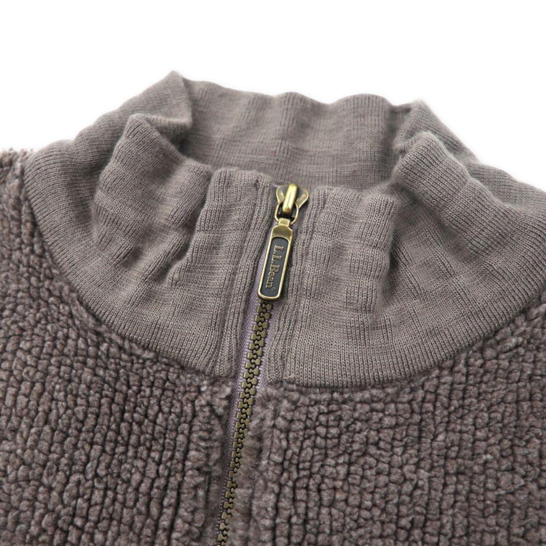 LLBean Made in USA 80's Half Zip Boa Fleece Jacket L Gray Acrylic Triangle Tag X808 Big Size