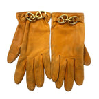 HERMES Made in France Chaine d'Ancre Leather Gloves Gloves 6 1/2 Beige