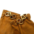 HERMES Made in France Chaine d'Ancre Leather Gloves Gloves 6 1/2 Beige