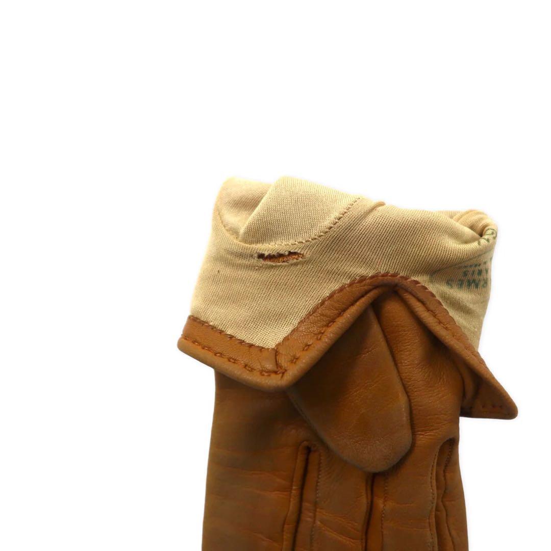 HERMES Made in France Chaine d'Ancre Leather Gloves Gloves 6 1/2 Beige