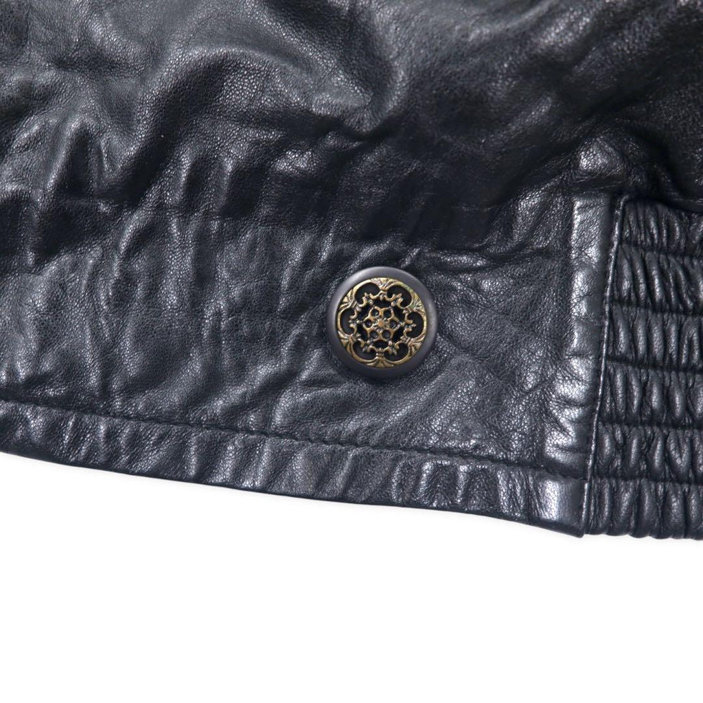 ALZAMENDI HOMBRE 襟ファー ダブル レザージャケット XL ブラック ファー着脱式
