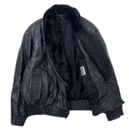 ALZAMENDI HOMBRE 襟ファー ダブル レザージャケット XL ブラック ファー着脱式