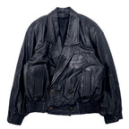 ALZAMENDI HOMBRE 襟ファー ダブル レザージャケット XL ブラック ファー着脱式