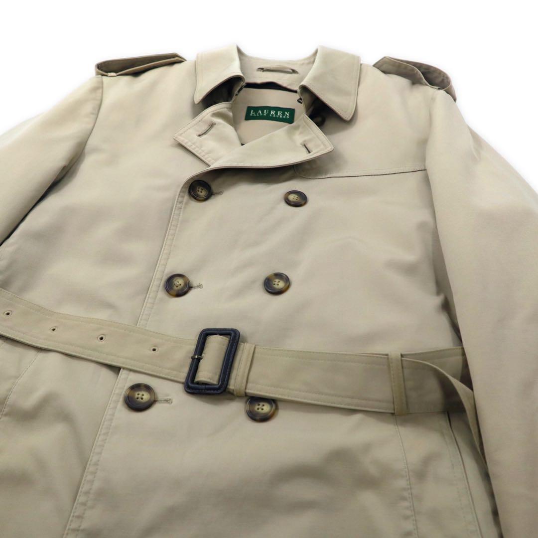 LAUREN RALPH LAUREN Trench Coat 38S Beige Cotton Nylon Removable Liner