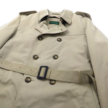 LAUREN RALPH LAUREN Trench Coat 38S Beige Cotton Nylon Removable Liner
