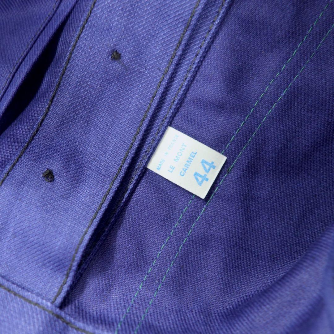Vintage French Work Overall 60's Euro Work French Overall 44 Blue Cotton ailee Zip Made in France