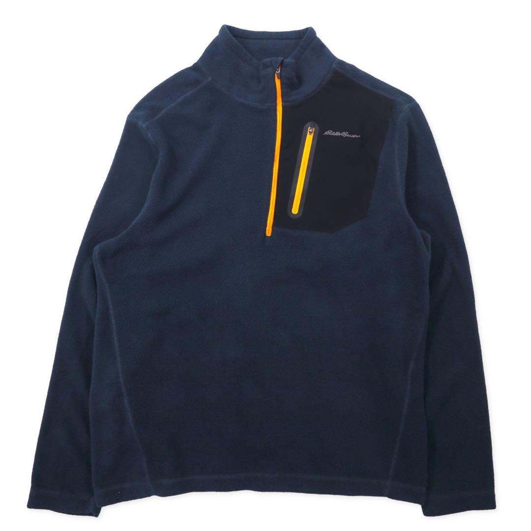Eddie Bauer Half Zip Fleece Jacket M Navy Polyester One Point Logo Embroidery Cloud Layer Pro 1/4 Zip Jacket EM31LK119