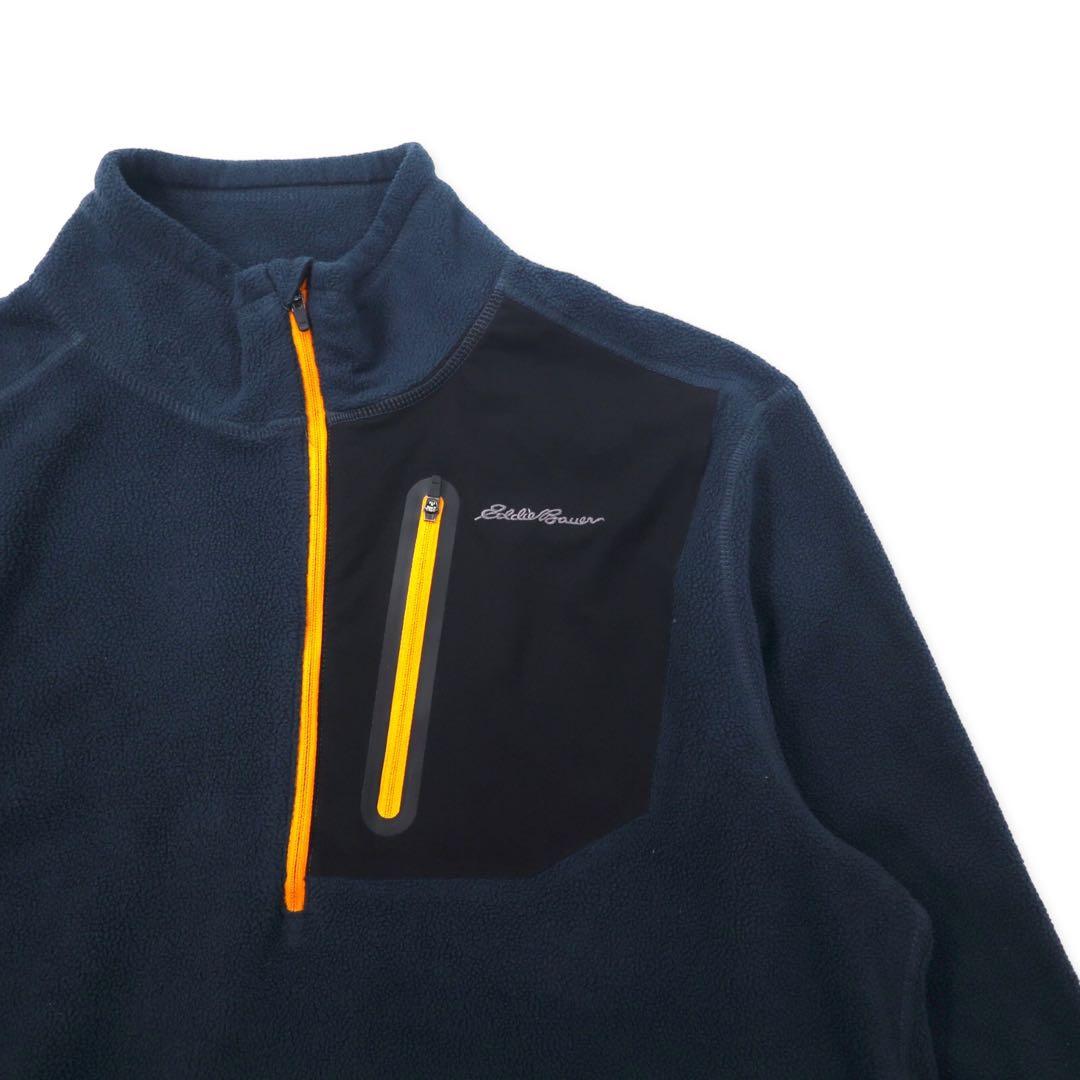 Eddie Bauer ハーフジップ フリースジャケット M ネイビー ポリエステル ワンポイントロゴ刺繍 Cloud Layer Pro 1/4 Zip Jacket EM31LK119